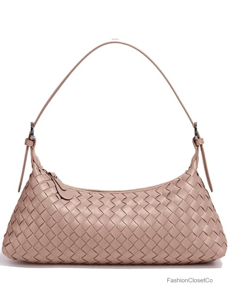Woven Faux Leather Shoulder Bag Crossbody Hobo Tote Handbag